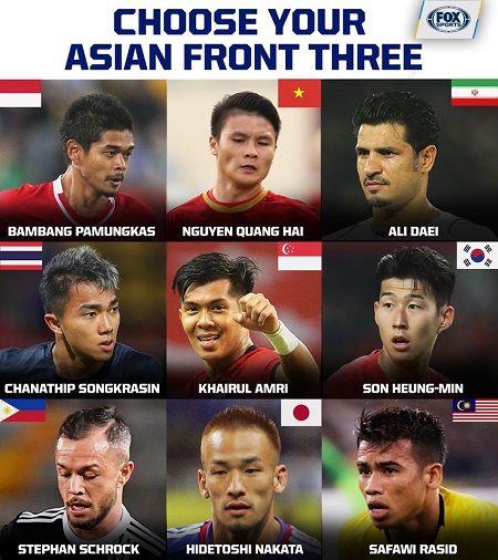 Quang Hải đứng trong danh sách cùng các "huyền thoại" của bóng đá châu Á như Son Heung Min (Hàn Quốc), Ali Daei (Iran) và và Hidetoshi Nakata (Nhật Bản)