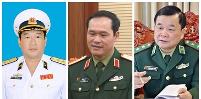 Các tân Thứ trưởng Bộ Quốc phòng: Phạm Hoài Nam; Vũ Hải Sản; Hoàng Xuân Chiến (ảnh từ trái sang)