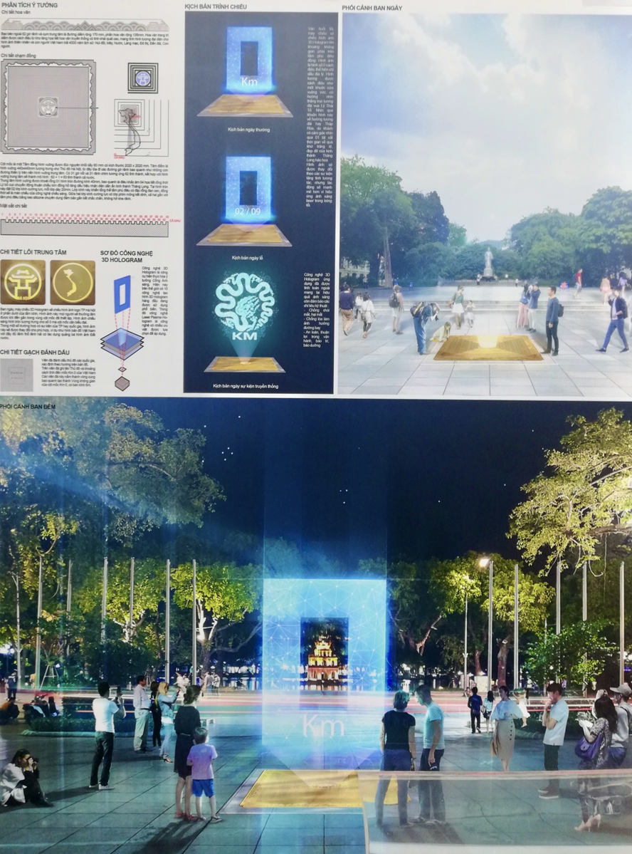 Thiết kế đoạt giải Nhất của nhóm tác giả Phạm Thái Bình, Phạm Trung Hiếu  (Trường ĐH Kiến trúc Hà Nội) có tên "Cổng ánh sáng". Ảnh: VGP/Nhật Nam