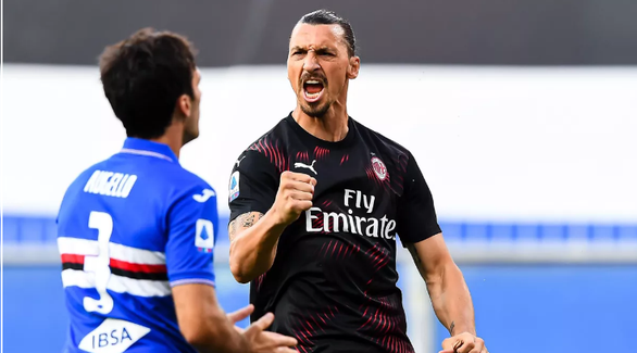 Ibrahimovic ăn mừng bàn thắng vào lưới Sampdoria - Ảnh: GETTY IMAGES