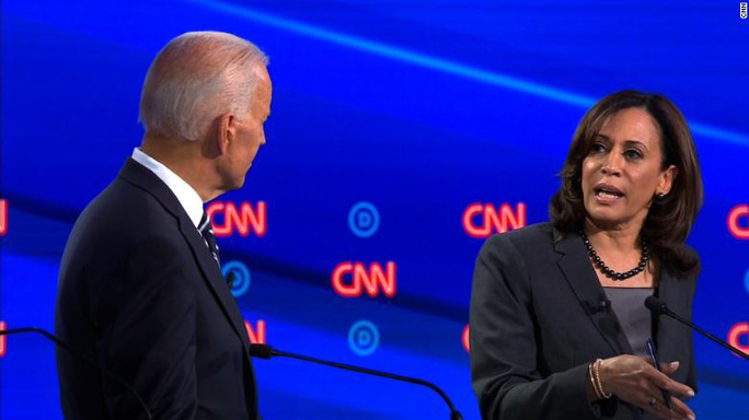 Ứng viên tổng thống Joe Biden và bà Kamala Harris tham gia cuộc tranh luận cuối tháng 7. Ảnh: CNN