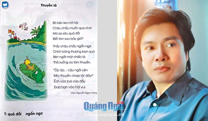 Nhà thơ Nguyễn Ngọc Hưng và bài thơ Thuyền Lá được in trong sách giáo khoa tiếng Việt lớp 1, tập hai của NXB Giáo dục Việt Nam, năm 2020.