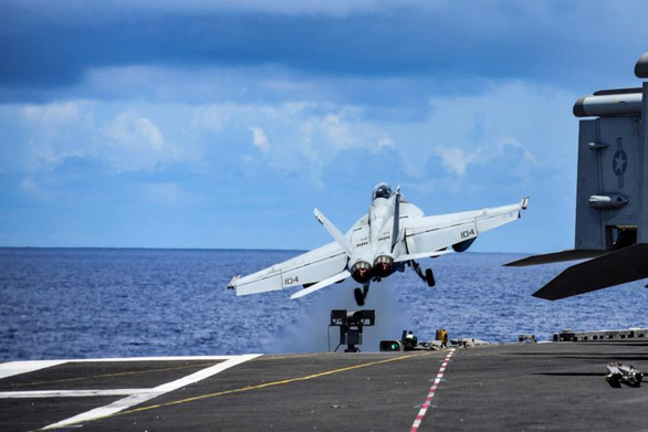 Hoạt động diễn tập của Hải quân Mỹ ngày 14-8-2020 diễn ra trong bối cảnh căng thẳng Mỹ - Trung leo thang - Ảnh: USS RONALD REAGAN/FACEBOOK