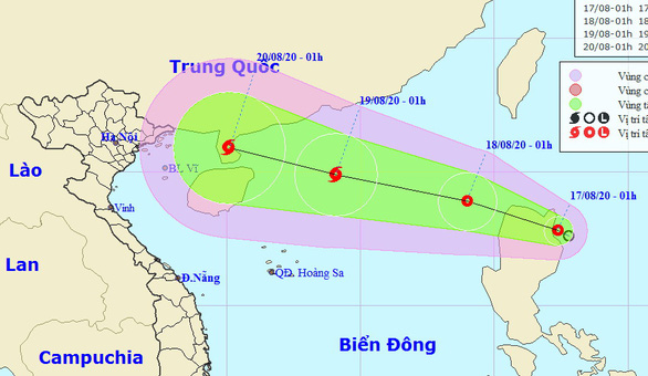 Sơ đồ hướng đi áp thấp nhiệt đới - Ảnh: Trung tâm dự báo khí tượng thủy văn quốc gia