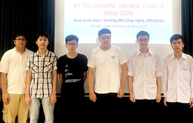  Sáu học sinh Việt Nam giành huy chương Olympic tin học châu Á - Thái Bình Dương năm 2020. 