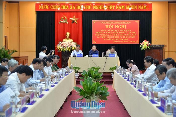 Quang cảnh Hội nghị đánh giá kết quả thực hiện nhiệm vụ phát triển kinh tế- xã hội 9 tháng đầu năm 2020 của Quảng Ngãi