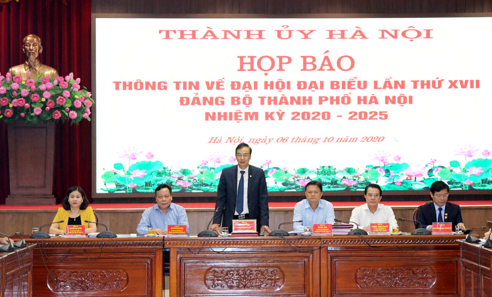 Thành ủy Hà Nội tổ chức họp báo chiều 06/10 thông tin về Đại hội đại biểu lần thứ XVII Đảng bộ Thành phố