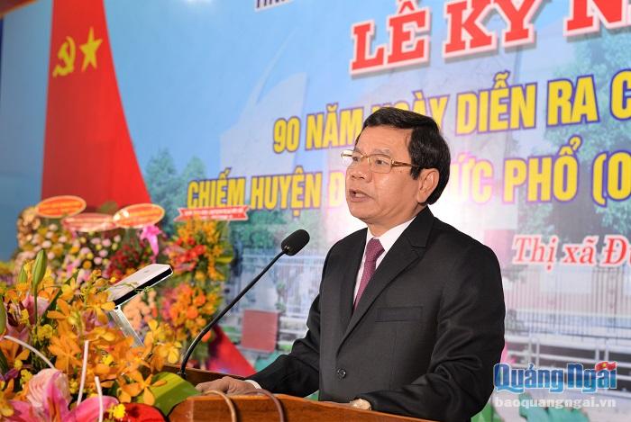 Chủ tịch UBND tỉnh Đặng Văn Minh phát biểu tại lễ kỷ niệm