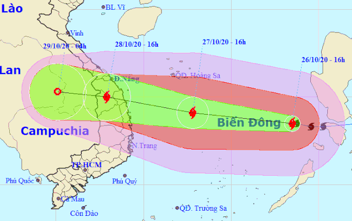 Vị trí và dự báo đường đi của bão số 9 - Nguồn: Trung tâm Dự báo Khí tượng thủy văn quốc gia