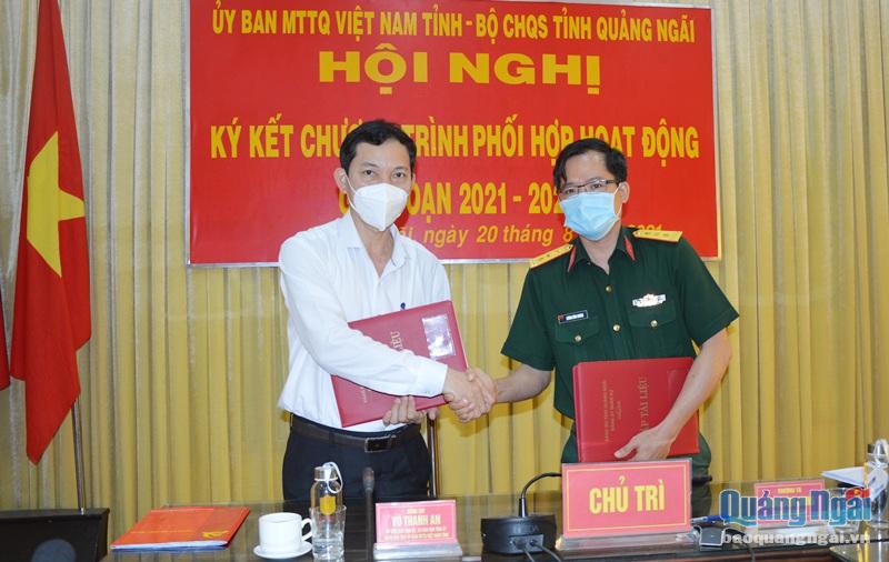 Ký kết Chương trình  phối hợp giữa Bộ CHQS tỉnh và Ủy ban MTTQ Việt Nam tỉnh