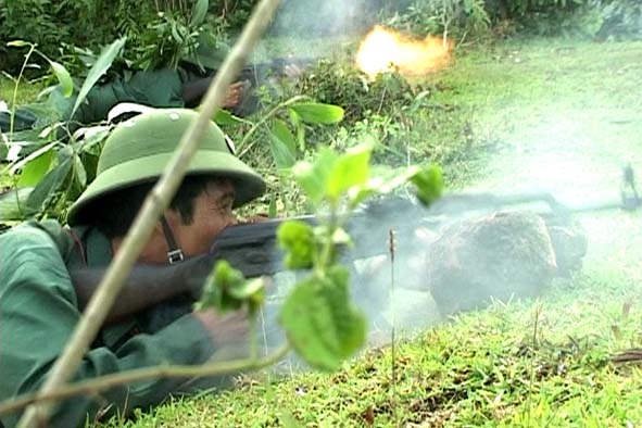 Lực lượng DQTV tham gia diễn tập tại huyện Minh Long.