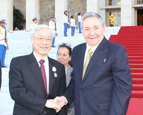 Tổng Bí thư Nguyễn Phú Trọng hội đàm với Chủ tịch Cuba Raul Castro Ruz