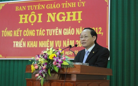 Đồng chí Phạm Minh Toản- Phó Bí thư Thường trực Tỉnh ủy, Chủ tịch HĐND tỉnh phát biểu tại Hội nghị