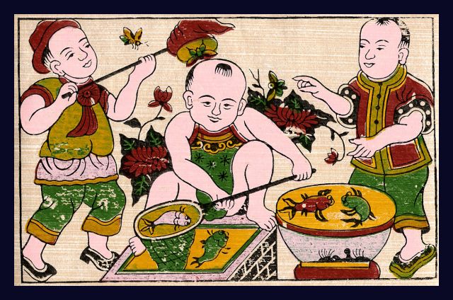 Nét văn hoa truyền thống của Việt Nam được thể hiện đầy sinh động trong dòng tranh dân gian Đông Hồ - Một dòng tranh được giới thiệu tại triển lãm. (Ảnh minh họa)