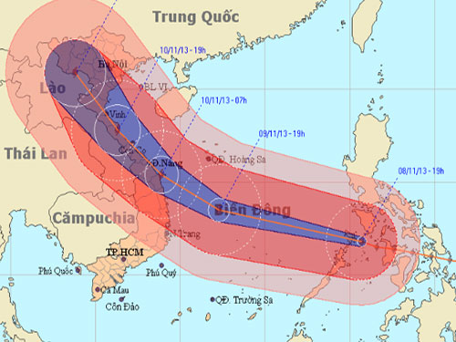  Hướng di chuyển của bão Hải Yến - Ảnh: Trung tâm dự báo khí tượng thủy văn Trung ương