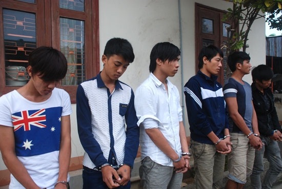 Các đối tượng trong băng nhóm học sinh Trường Trung cấp Nghề Quảng Ngãi.