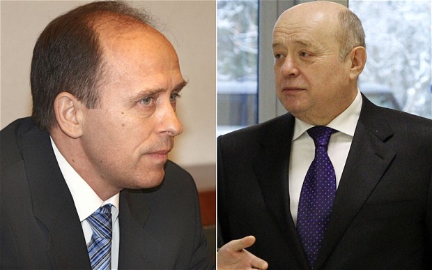 Giám đốc cơ quan an ninh Nga FSB Alexander Bortnikov (trái) và giám đốc Cơ quan tình báo đối ngoại Mikhail Fradkov có tên trong danh sách trừng phạt mới của EU.