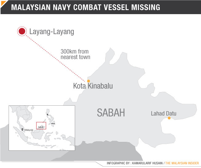 Bản đồ địa điểm nơi lần cuối chiếc tàu mất tích liên lạc với bên ngoài - Ảnh: themalaysianinsider.com