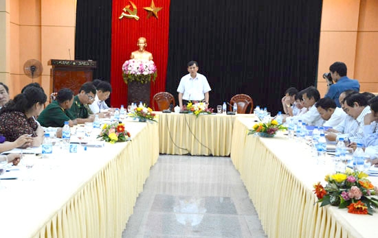 Phó Chủ tịch UBND tỉnh Phạm Trường Thọ phát biểu tại buổi họp.