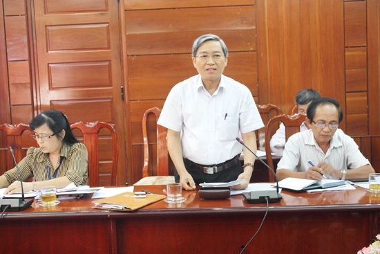 Phó Chủ tịch Thường trực UBND tỉnh Lê Quang Thích phát biểu chỉ đạo tại cuộc họp.  