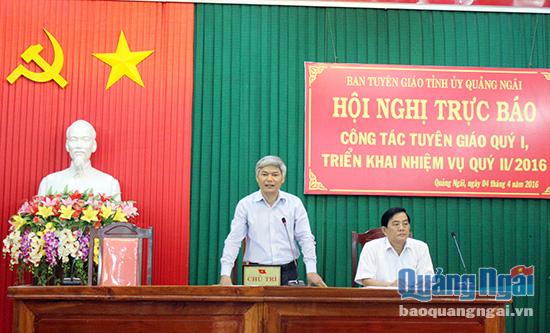 Trưởng Ban Tuyên giáo Tỉnh ủy  Võ Văn Hào chủ trì hội nghị
