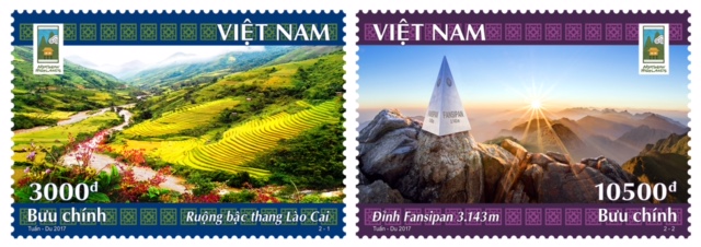  Hai mẫu tem của bộ tem Năm Du lịch Quốc gia 2017 - Lào Cai - Tây Bắc