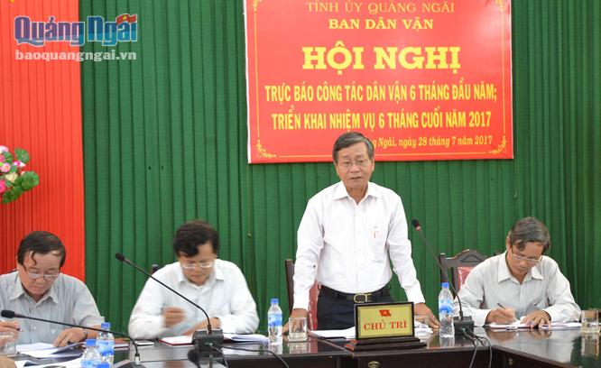 Trưởng Ban Dân vận Tỉnh ủy Phạm Như Sô phát biểu tại hội nghị.