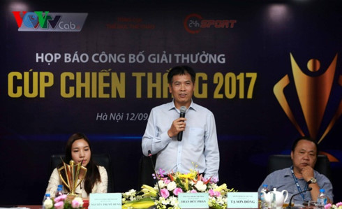 Phó Tổng cục trưởng Tổng cục Thể thao Trần Đức Phấn phát biểu tại buổi họp báo công bố khởi động Cúp Chiến thắng 2017.