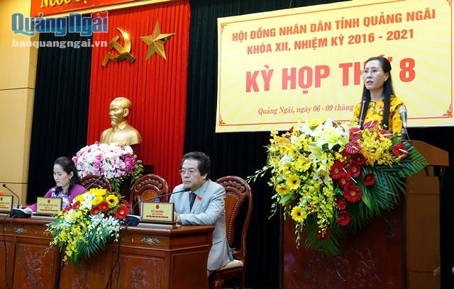 Chủ tịch HĐND tỉnh Bùi Thị Quỳnh Vân phát biểu tại phiên thảo luận