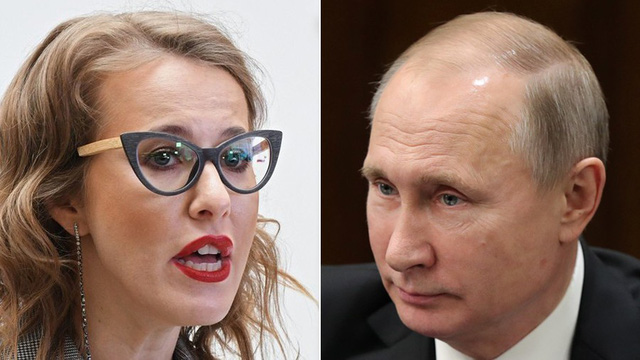 Ứng viên tổng thống Nga Ksenia Sobchak (trái) và đương kim Tổng thống Nga Vladimir Putin. (Ảnh: Sputnik)