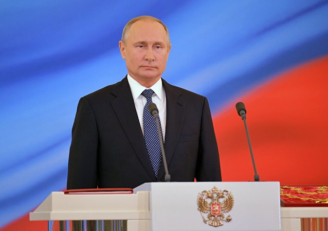 Ông Vladimir Putin trong lễ nhậm chức Tổng thống nhiệm kỳ thứ 4 ngày 7-5.