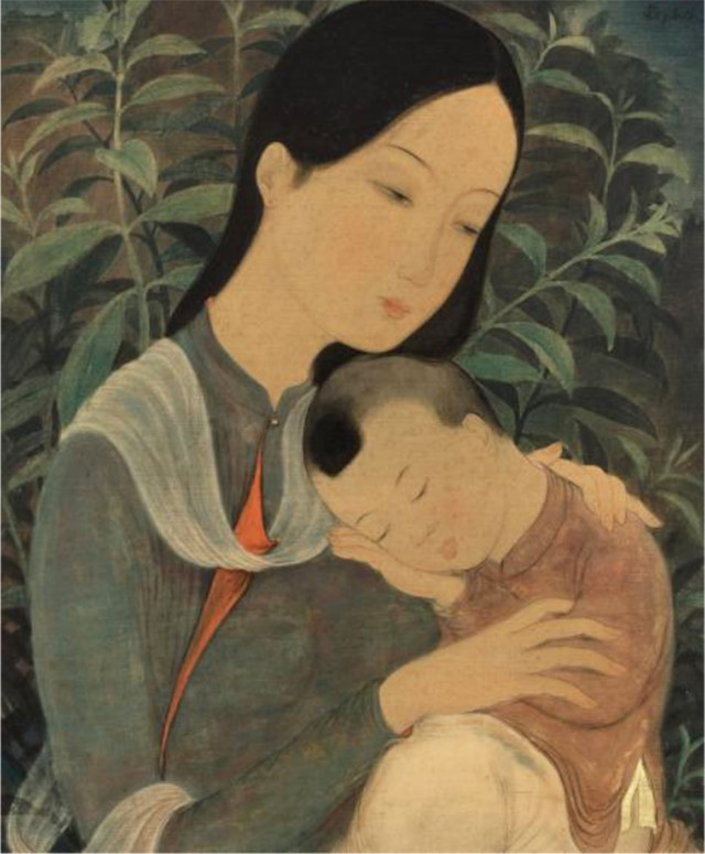 Tranh minh họa: Mẹ và con của Lê Phổ.