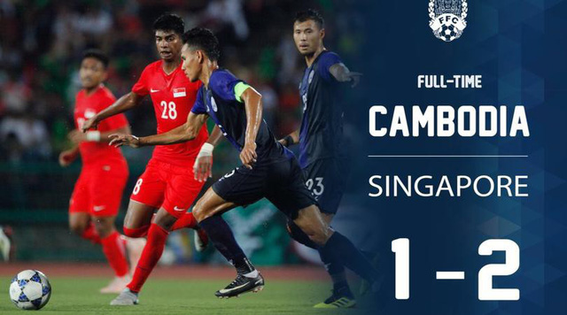  Campuchia để thua 1-2 trước Singapore