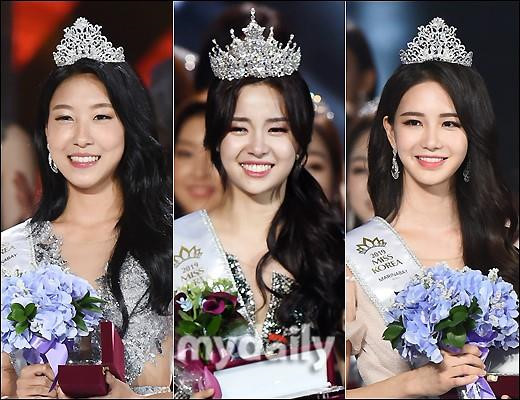  Hoa hậu Hàn Quốc 2019 Kim Sae Yeon (giữa) và hai á hậu. Ảnh: mydaily.