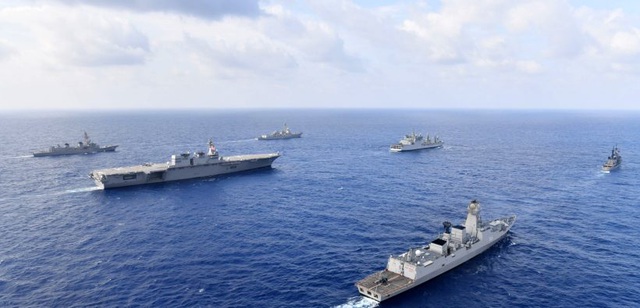 Tàu chiến Mỹ, Nhật Bản, Ấn Độ, Philippines trong một cuộc tập trận chung năm 2017 (Ảnh minh họa: Quân đội Nhật Bản)