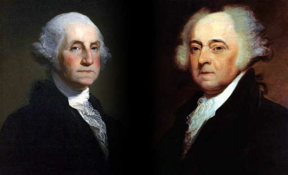 Năm 1796, John Adams (phải) là phó tổng thống đầu tiên tranh cử tổng thống dưới thời George Washington - Ảnh: allthingsliberty.com