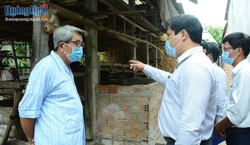 Phó Chủ tịch UBND tỉnh Trần Phước Hiền kiểm tra công tác phòng chống dịch viêm da nổi cục trên trâu bò tại thị trấn Châu Ổ.