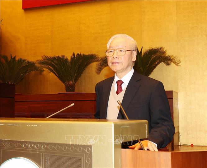 Tổng Bí thư Nguyễn Phú Trọng phát biểu chỉ đạo hội nghị. Ảnh: TTXVN.