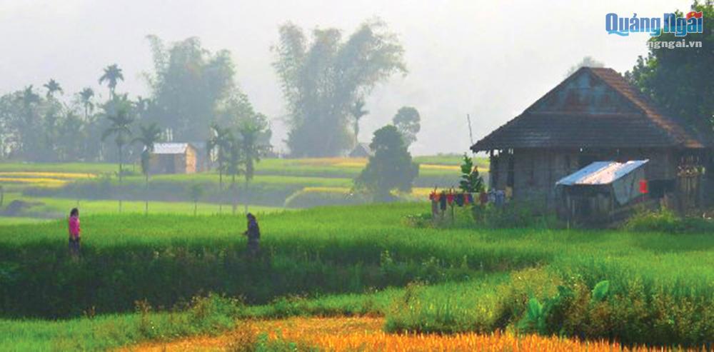 Sương sớm trên xóm làng xã Sơn Ba (Sơn Hà). 