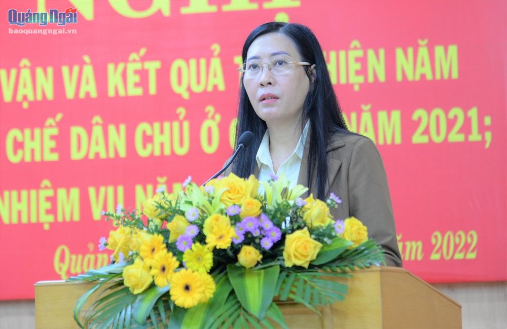Ủy viên Trung ương Đảng, Bí thư Tỉnh ủy, Chủ tịch HĐND tỉnh Bùi Thị Quỳnh Vân phát biểu chỉ đạo tại hội nghị.