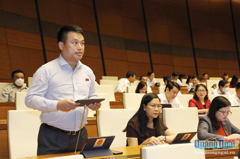 Phó Bí thư Thường trực Tỉnh ủy, Trưởng đoàn ĐBQH tỉnh Đặng Ngọc Huy phát biểu tại phiên họp.