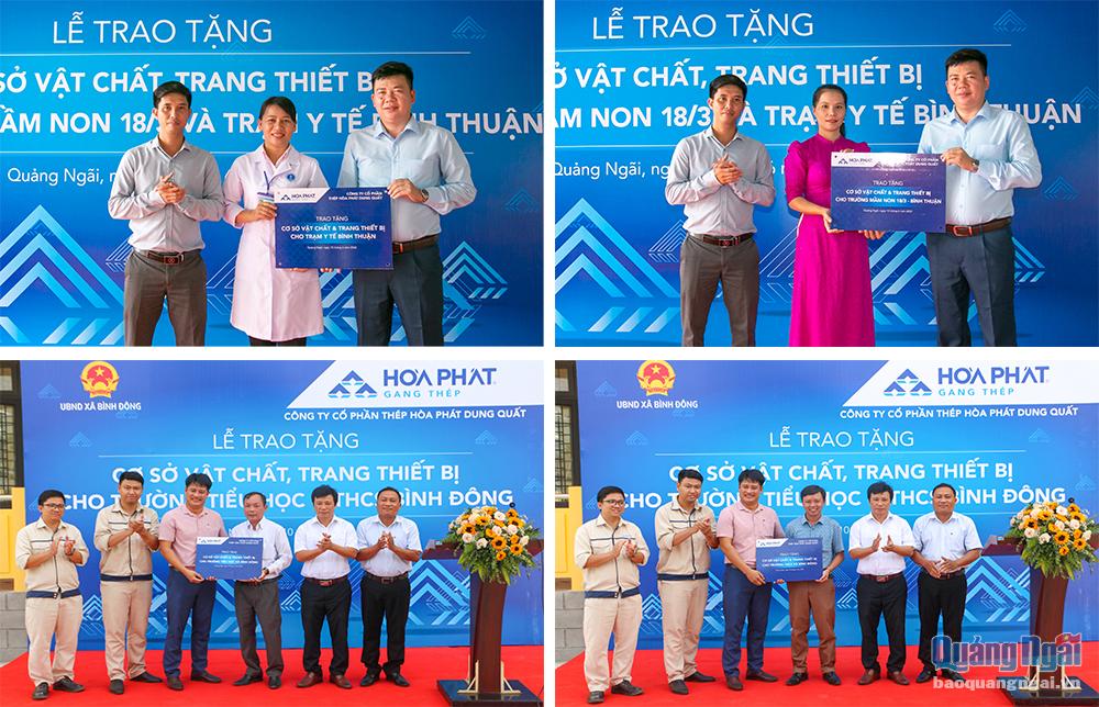 Công ty CP Thép Hòa Phát Dung Quất tài trợ hơn 5 tỷ đồng nâng cấp trường học và trạm y tế tại 2 xã Bình Thuận và Bình Đông (Bình Sơn).