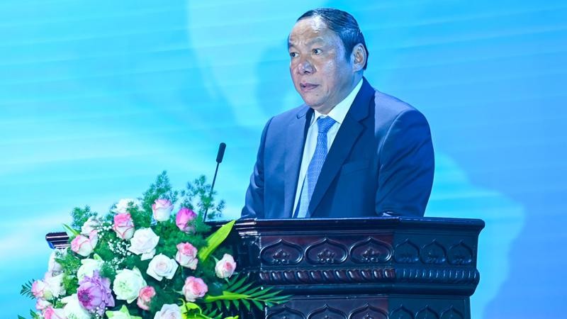 Bộ trưởng Văn hóa, Thể thao và Du lịch Nguyễn Văn Hùng phát biểu tại lễ kỷ niệm. (Ảnh: DUY LINH)