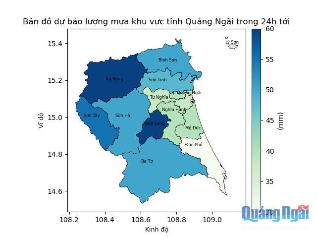 Tin dự báo mưa lớn khu vực tỉnh Quảng Ngãi