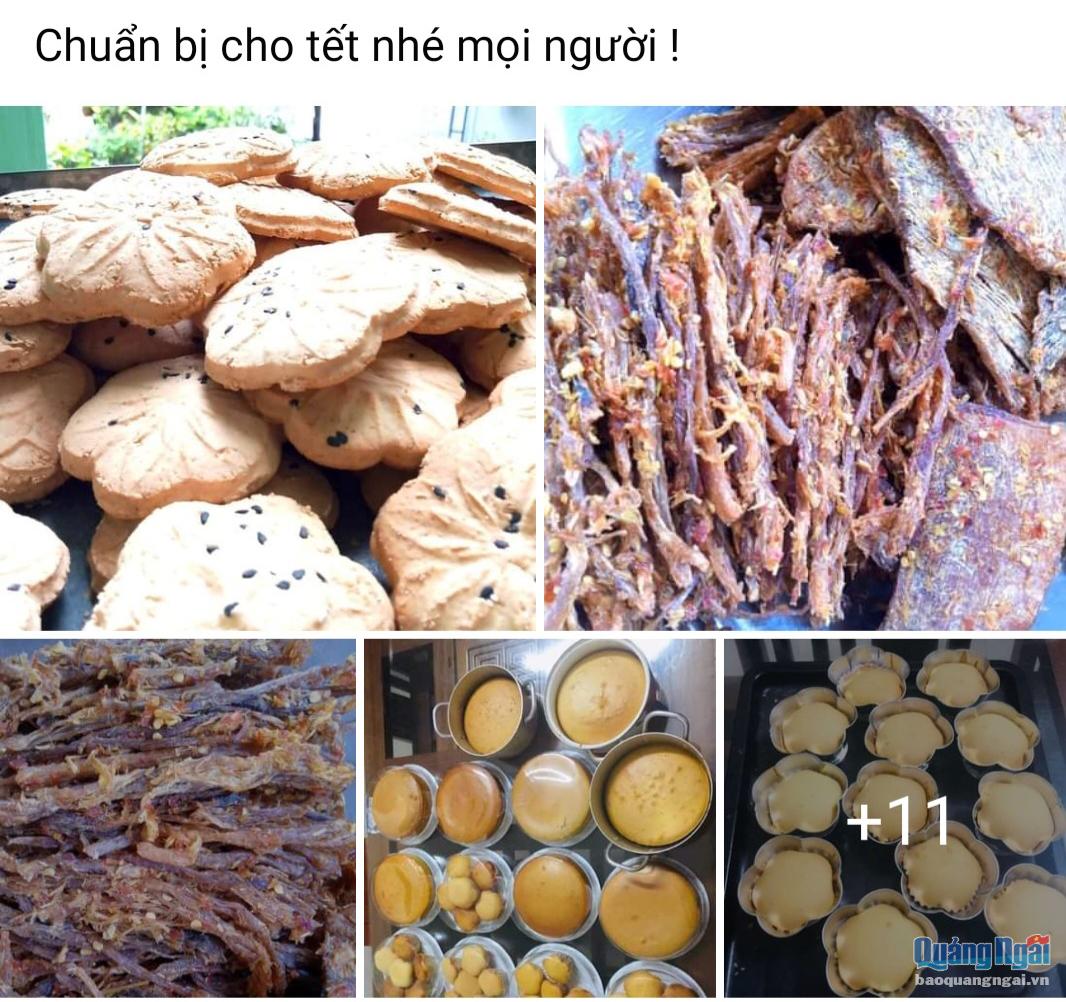Chị Nguyễn Thị Kim Phượng, ở thị trấn Trà Xuân (Trà Bồng) giới thiệu nhiều sản phẩm nhà làm phục vụ dịp Tết trên Facebook cá nhân.                Ảnh: N.Vy