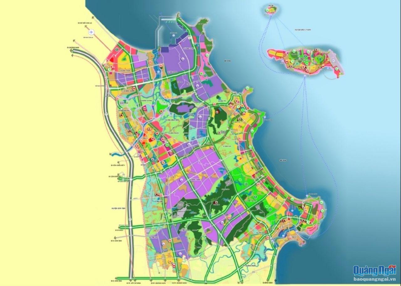 Sơ đồ điều chỉnh tổng thể quy hoạch chung xây dựng Khu kinh tế Dung Quất, tỉnh Quảng Ngãi đến năm 2045.