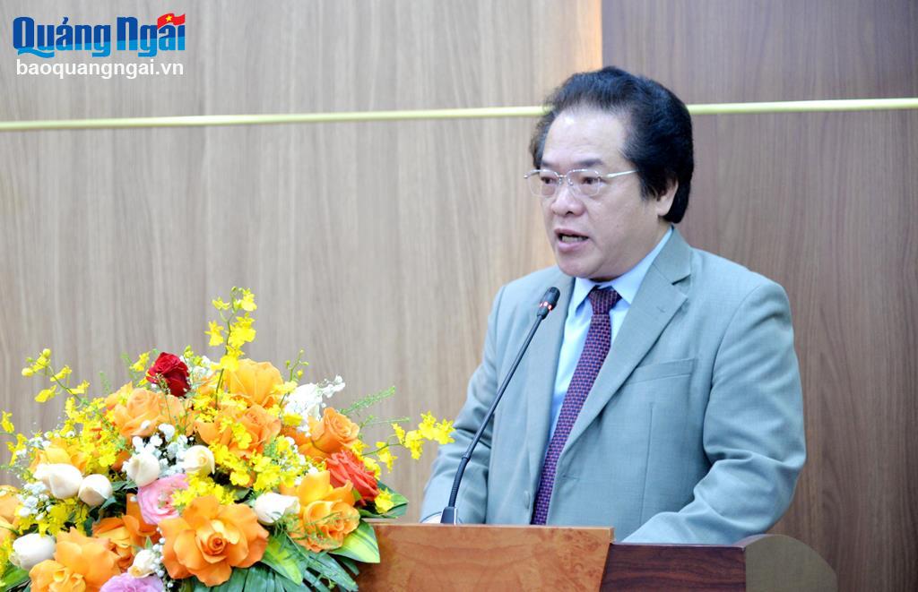 Phó Chủ tịch UBND tỉnh Võ Phiên phát biểu tại buổi tiếp đón Đoàn đại biểu cấp cao tỉnh Champasak.