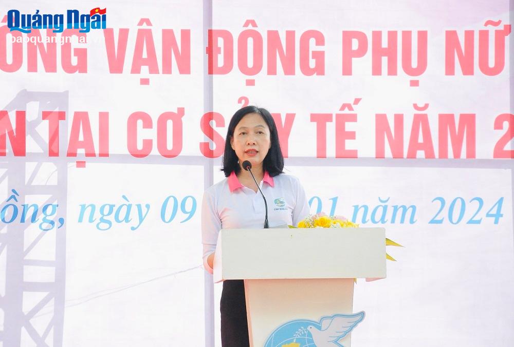 Chủ tịch Hội LHPN tỉnh Lê Na phát biểu tại lễ phát động