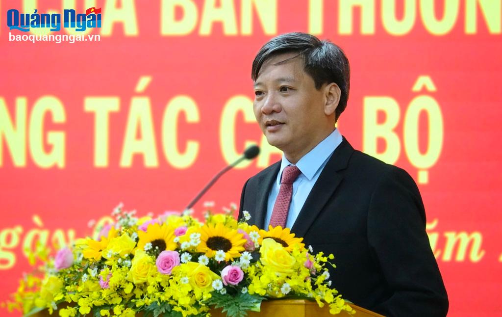 Đồng chí Nguyễn Kiên phát biểu cảm ơn nhận nhiệm vụ mới.