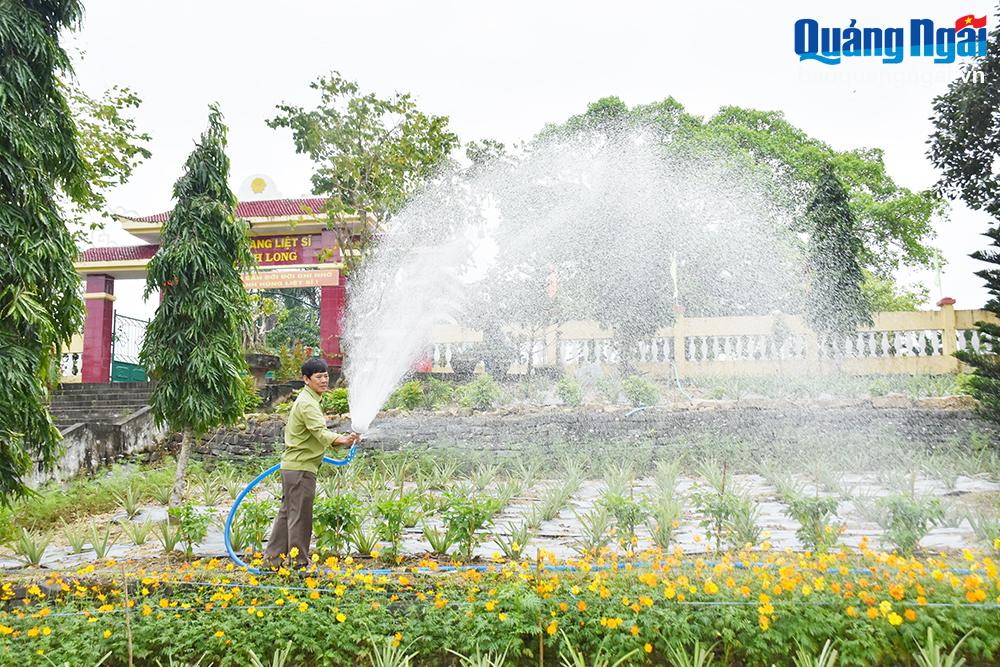 Ông Phạm Tấn Sơn đã phủ xanh gần 6 sào đất xung quanh Nghĩa trang liệt sĩ xã Tịnh Long bằng các loại hoa.